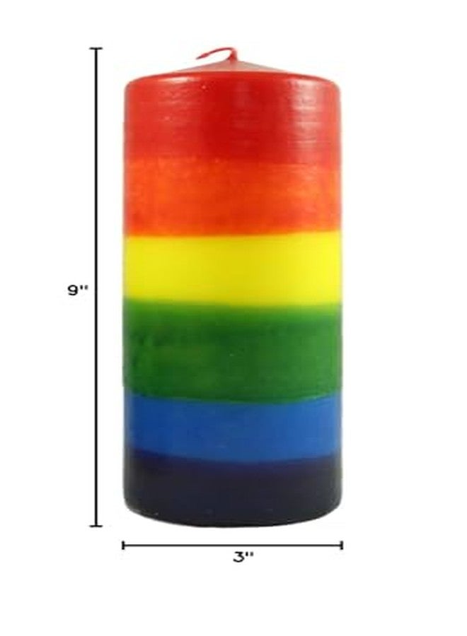 Candlestock Handmade Dripless Rainbow Pillar Candle - 3x9 Inches - Image 3